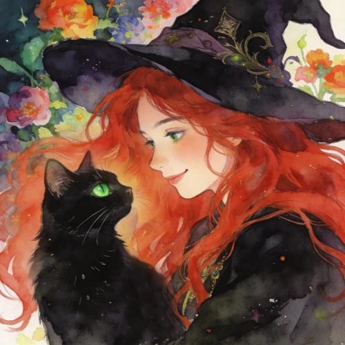 Ведьма и кот.